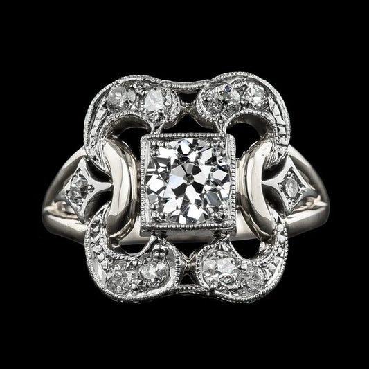 Art Nouveau Jewelry New Old Cut Natural Diamond Wedding Ring Milgrain