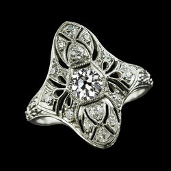 Art Nouveau Jewelry New Old Cut Round Real Diamond Ring Milgrain Shank