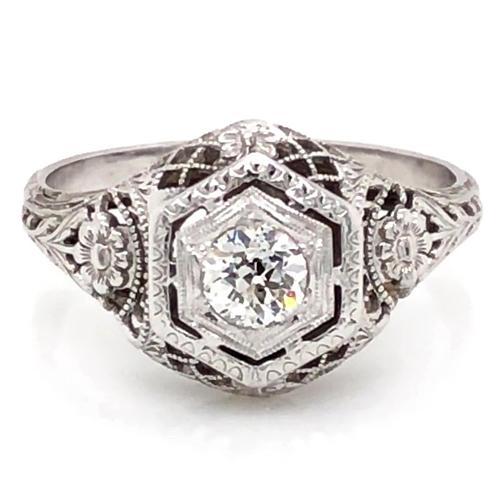 Art Nouveau Jewelry New Real Diamond Engagement Ring 1 Carat Filigree