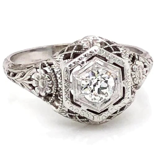 Art Nouveau Jewelry New Real Diamond Engagement Ring 1 Carat Filigree