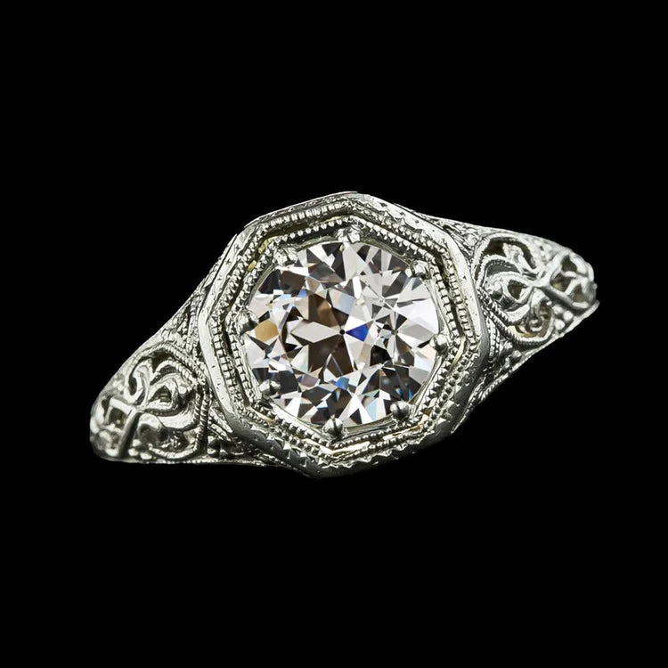 Art Nouveau Jewelry New Solitaire Ring Bezel Set Old Miner Genuine Diamond