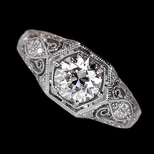 Art Nouveau Jewelry New Solitaire Round Old Mine Cut Real Diamond Ring