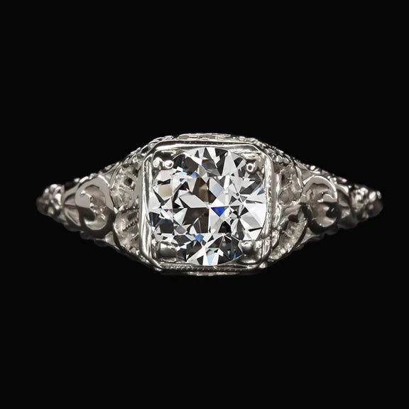 Art Nouveau Jewelry New Solitaire Wedding Ring Old Cut Natural Diamond