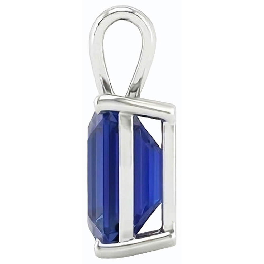 Asscher Blue Sapphire Solitaire Pendant Gold Ladies Jewelry 5 Carats
