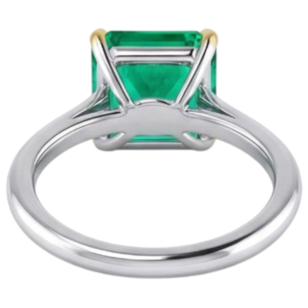 Precious Stone Ring 14K Two Tone Gold with Emerald – profile view