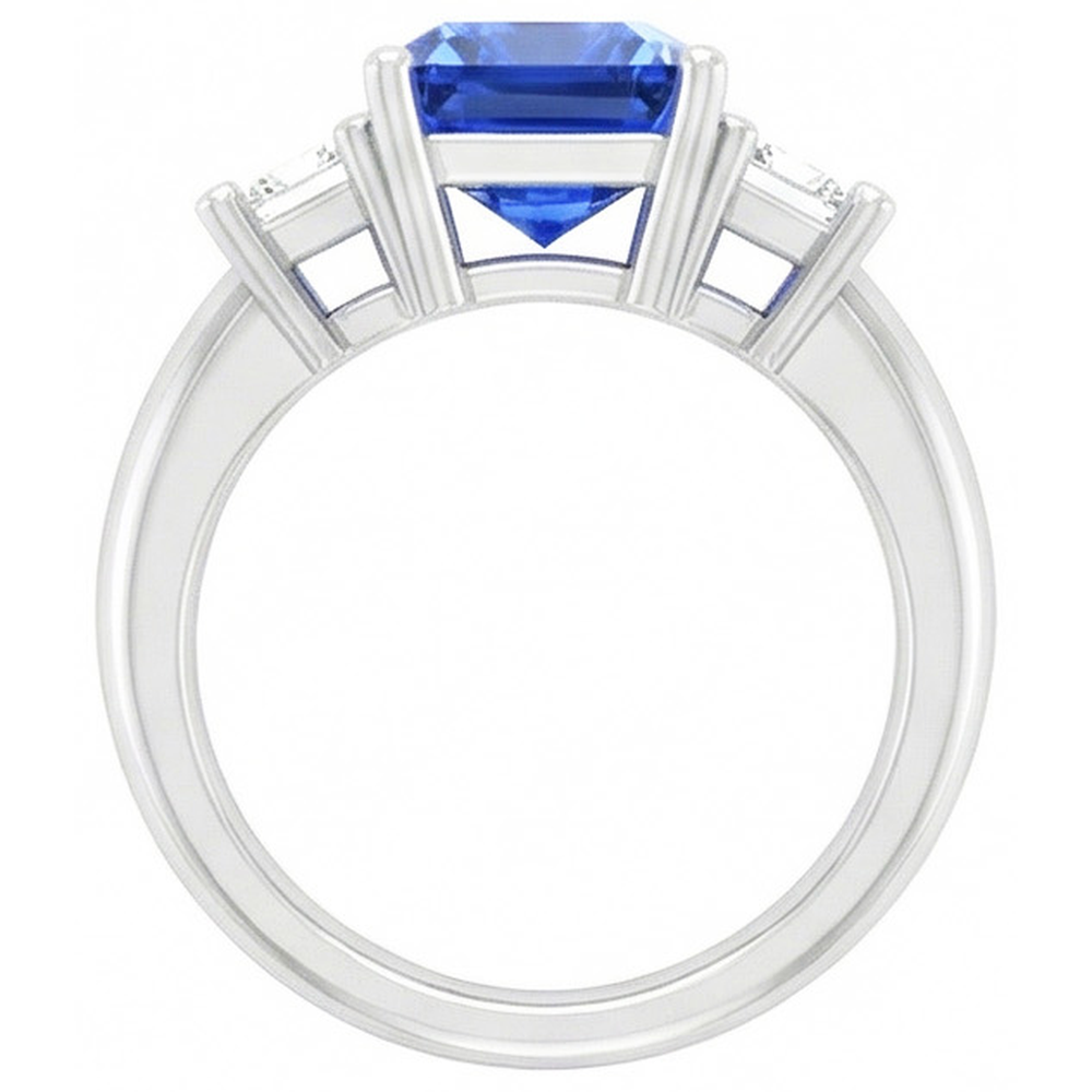 natural radiant sapphire 3ct ring profile view