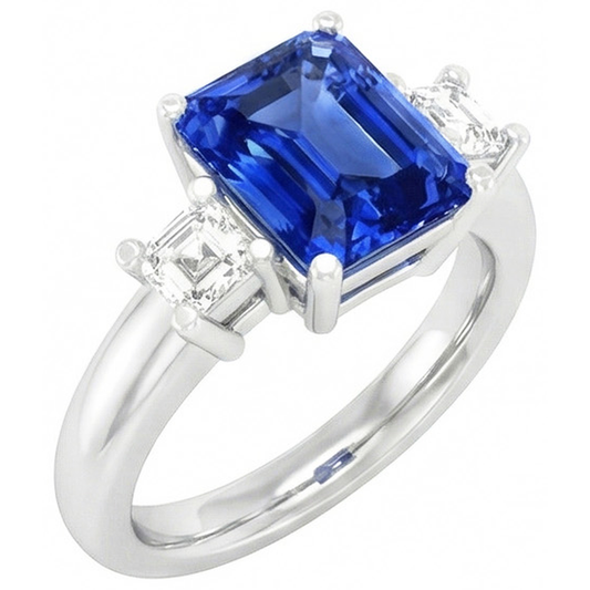 natural radiant sapphire 3ct ring front view