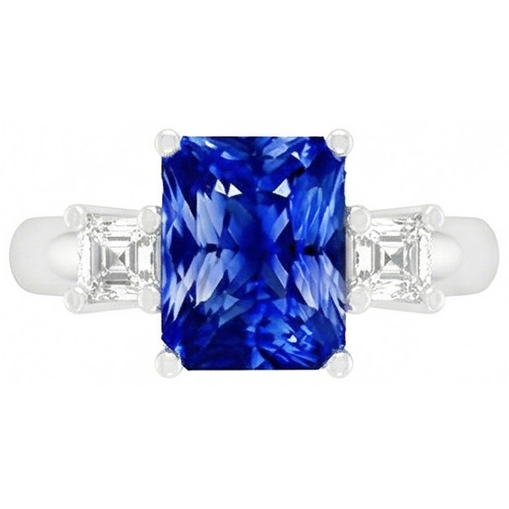 natural radiant sapphire 3ct ring side angle