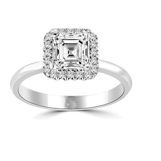 Asscher And Round Cut Genuine Diamond 2.75 Carats Ring White Gold 14K