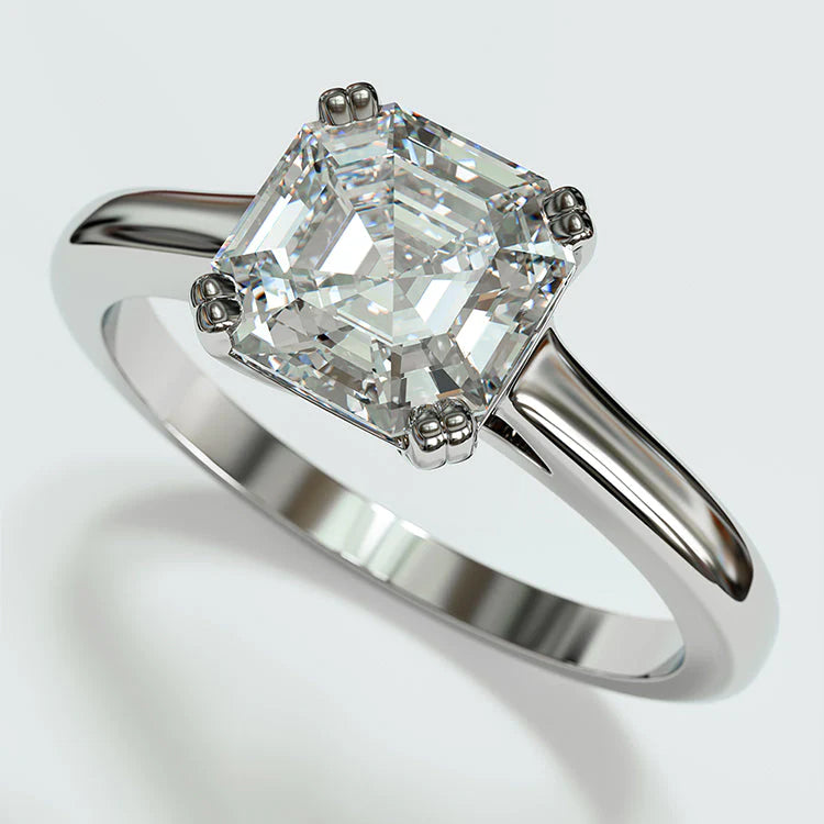 Asscher Cut Genuine Diamond Ring