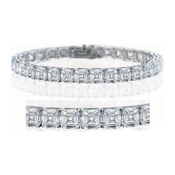Asscher Cut Natural Diamond Gorgeous Tennis Bracelet 48 Carats Gold Jewelry