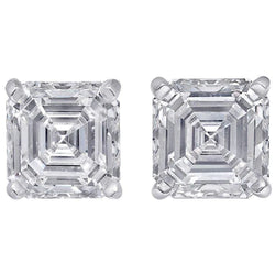Asscher Cut Natural Diamond Stud Earring White Gold Lady Jewelry 3 Carats