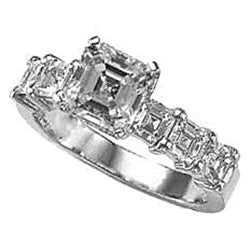 Asscher Cut Real Diamond Anniversary Ring