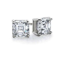 Asscher Cut Real Diamond Stud Earrings