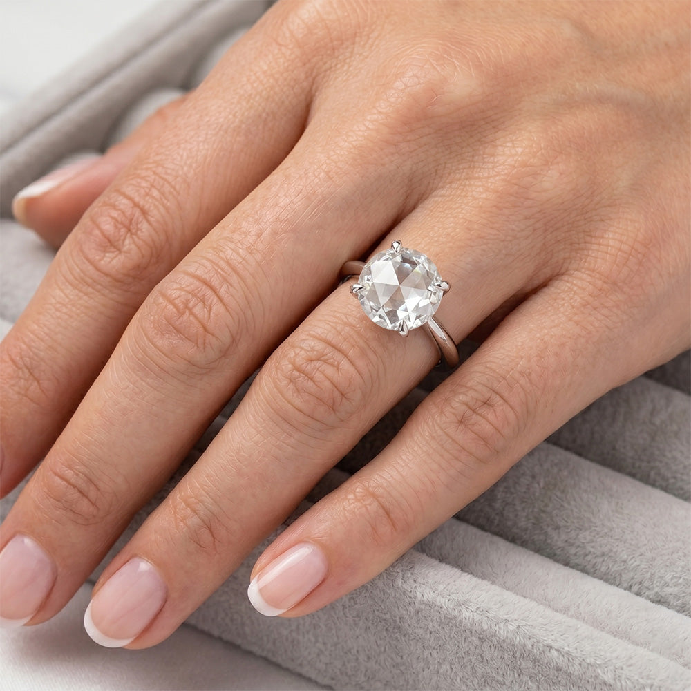 Authentic Antique Rose Cut Fine Diamond Solitaire Ring 4 ct