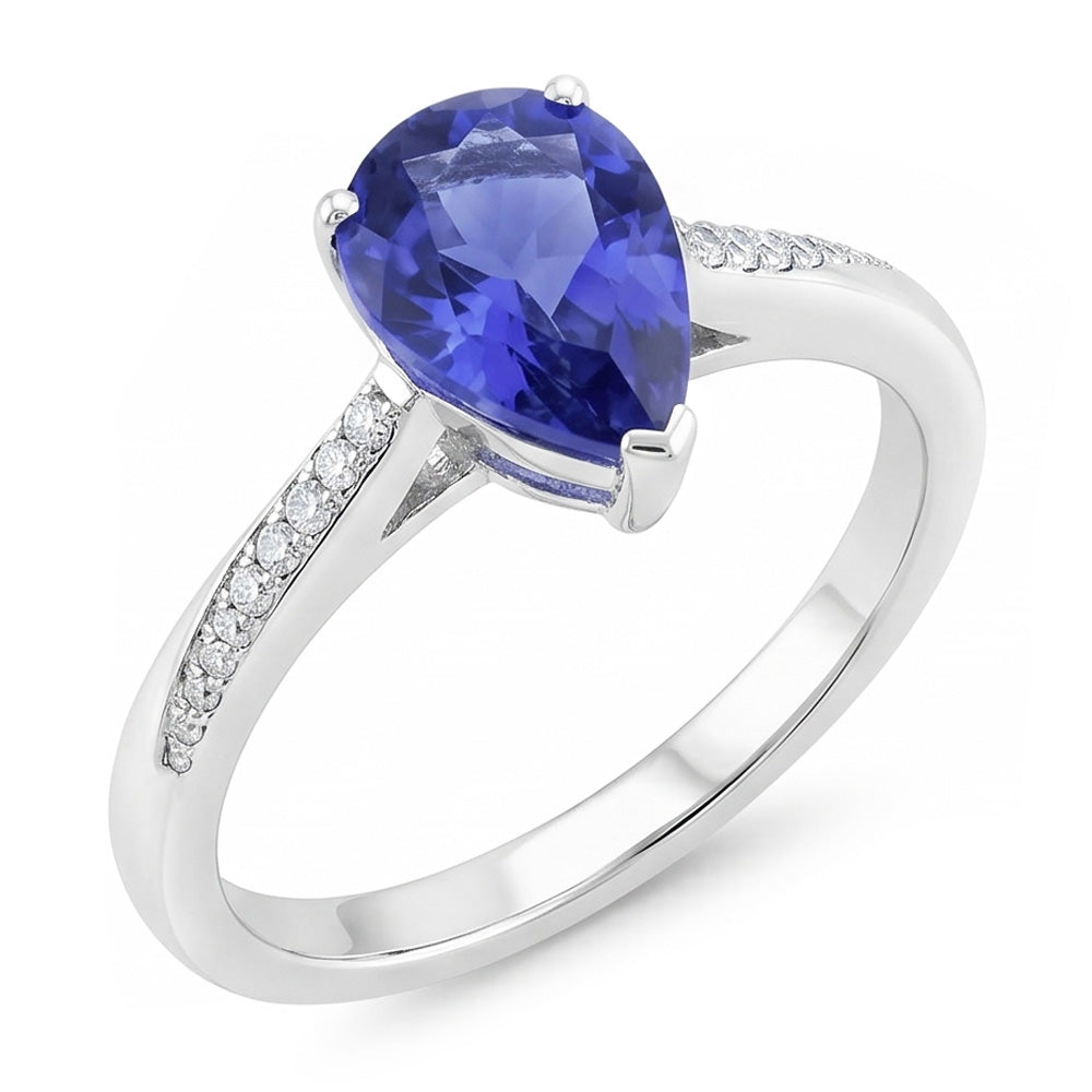 Authentic Royal Blue Sapphire Gemstone Ring 1.50 ct – 14K White