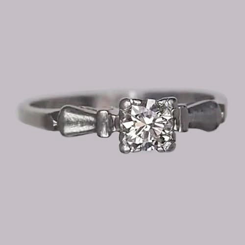 1 Carat Solitaire Ring Round Old Mine Cut Natural Earth Mined Diamond Gold 14K Jewelry