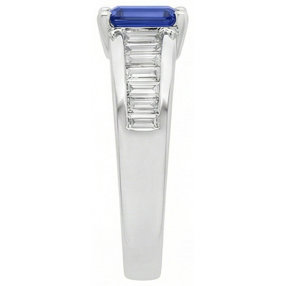 Baguette Natural Earth Mined Diamond ( Not Lab Grown ) Wedding Ring 2 Carats Emerald Blue Sapphire Gemstone