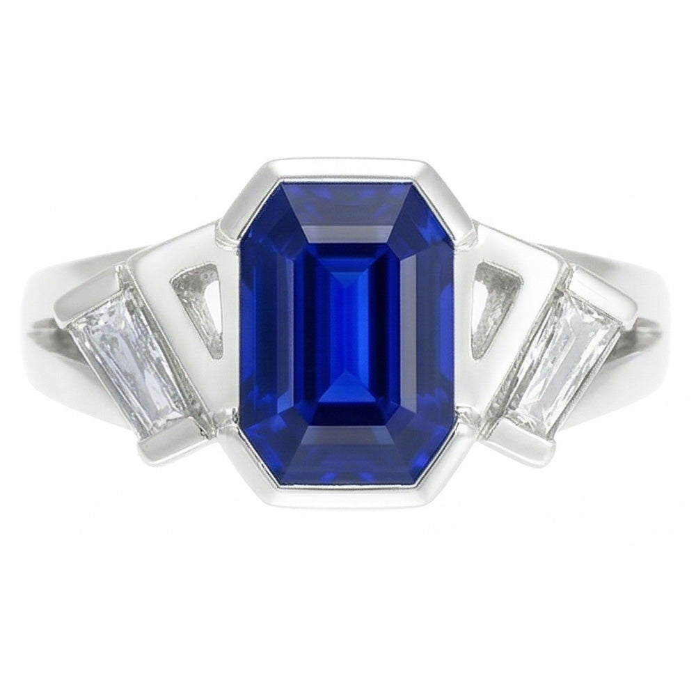 Baguette Natural Earth Mined Diamond ( Not Lab Grown ) Anniversary Ring Emerald Sapphire Jewelry 2.50 Carats