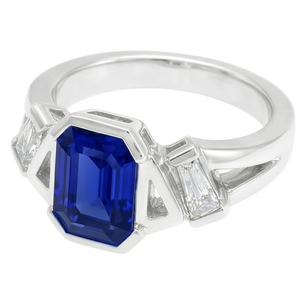 Baguette Natural Earth Mined Diamond ( Not Lab Grown ) Anniversary Ring Emerald Sapphire Jewelry 2.50 Carats
