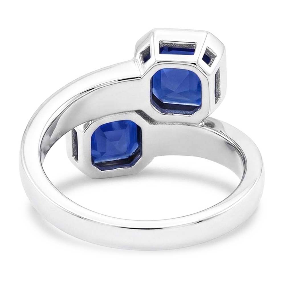 Baguette Natural Earth Mined Diamond ( Not Lab Grown ) Asscher Sapphire Ring Bezel & Channel Set 4.50 Carats