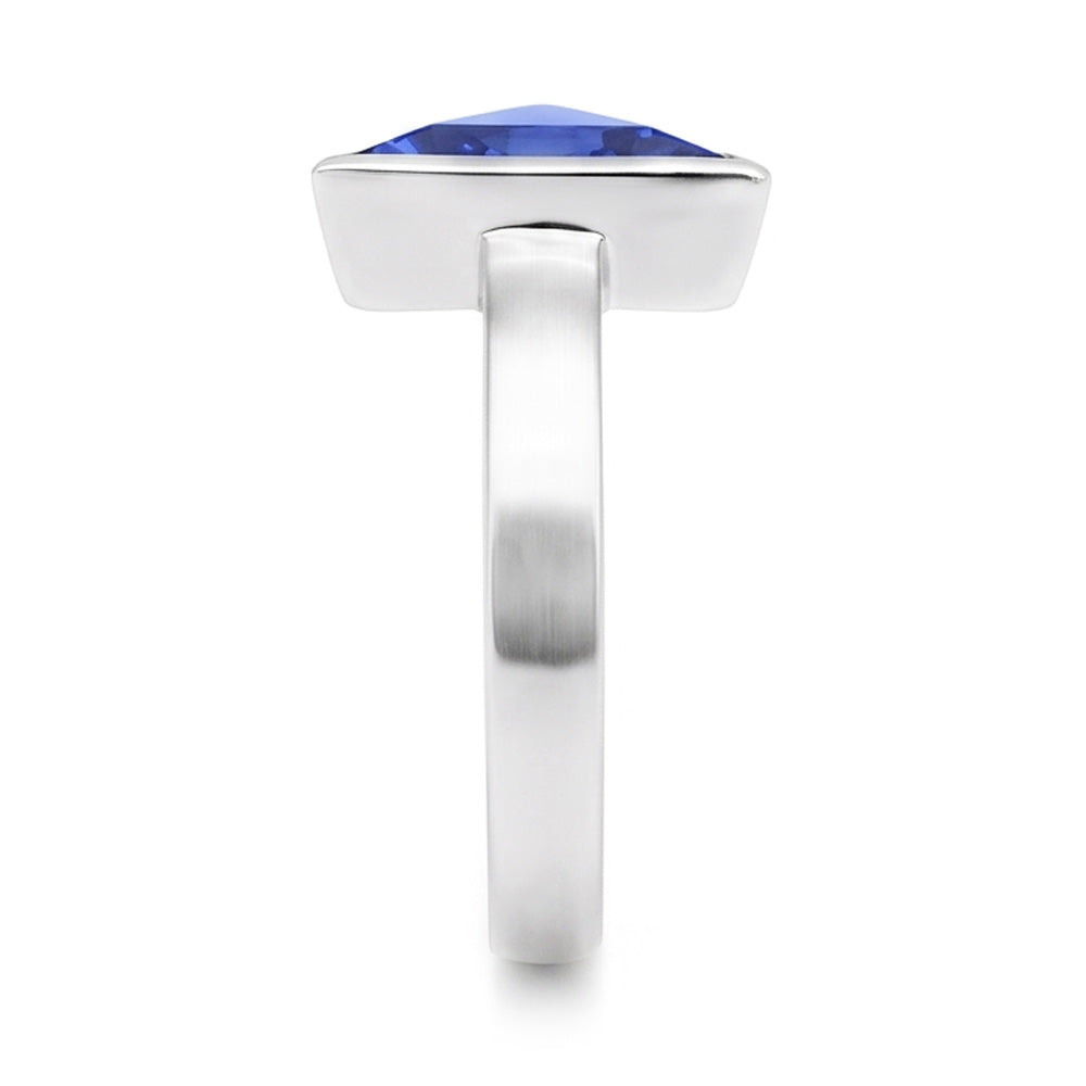 Baguette Natural Earth Mined Diamond ( Not Lab Grown ) Ring Trillion Bezel Set Blue Sapphire 1.75...