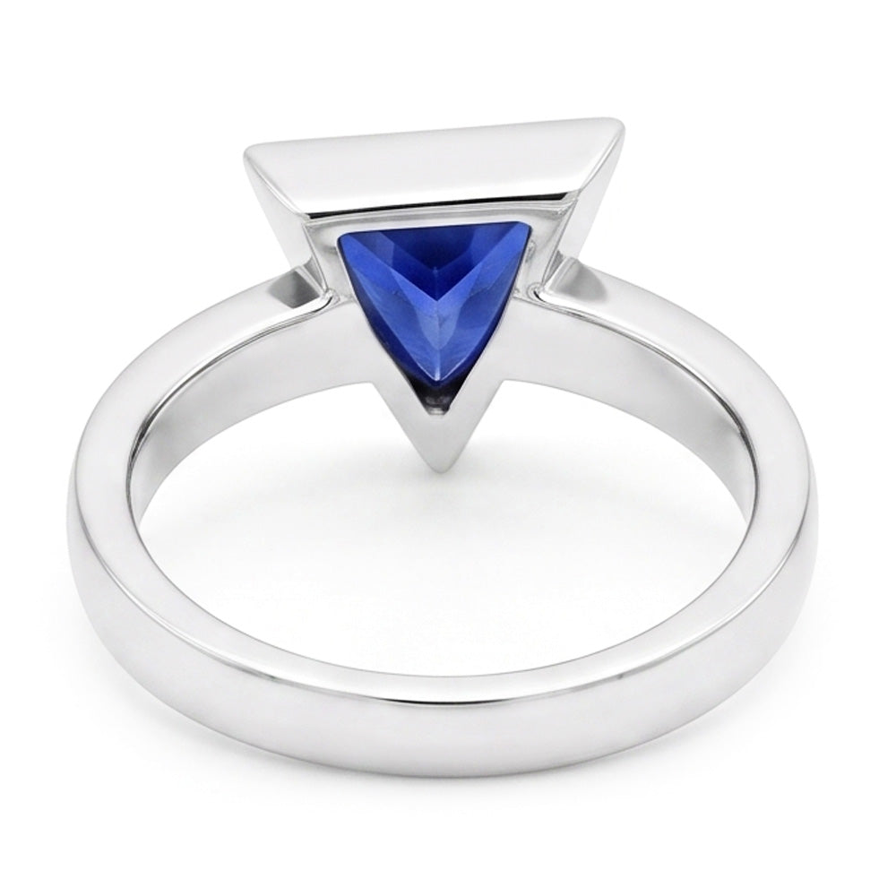 Baguette Natural Earth Mined Diamond ( Not Lab Grown ) Ring Trillion Bezel Set Blue Sapphire 1.75...
