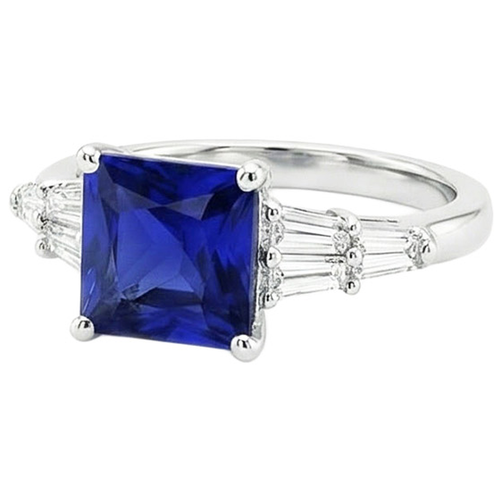 natural princess sapphire 5.50ct ring on white background