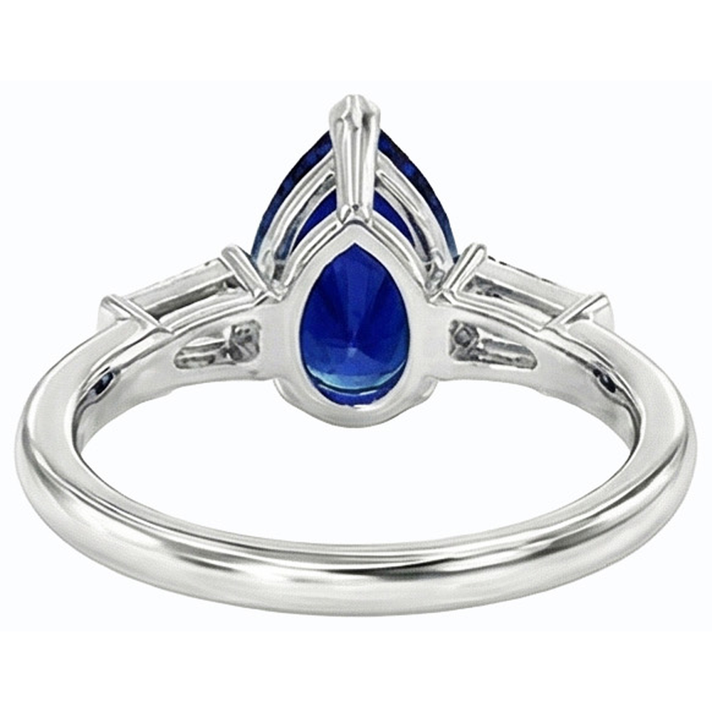 natural pear sapphire 2.50ct ring side angle