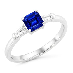 Baguette Natural Earth Mined Diamond ( Not Lab Grown ) Three Stone Emerald Shaped Ring 1.25 Carats