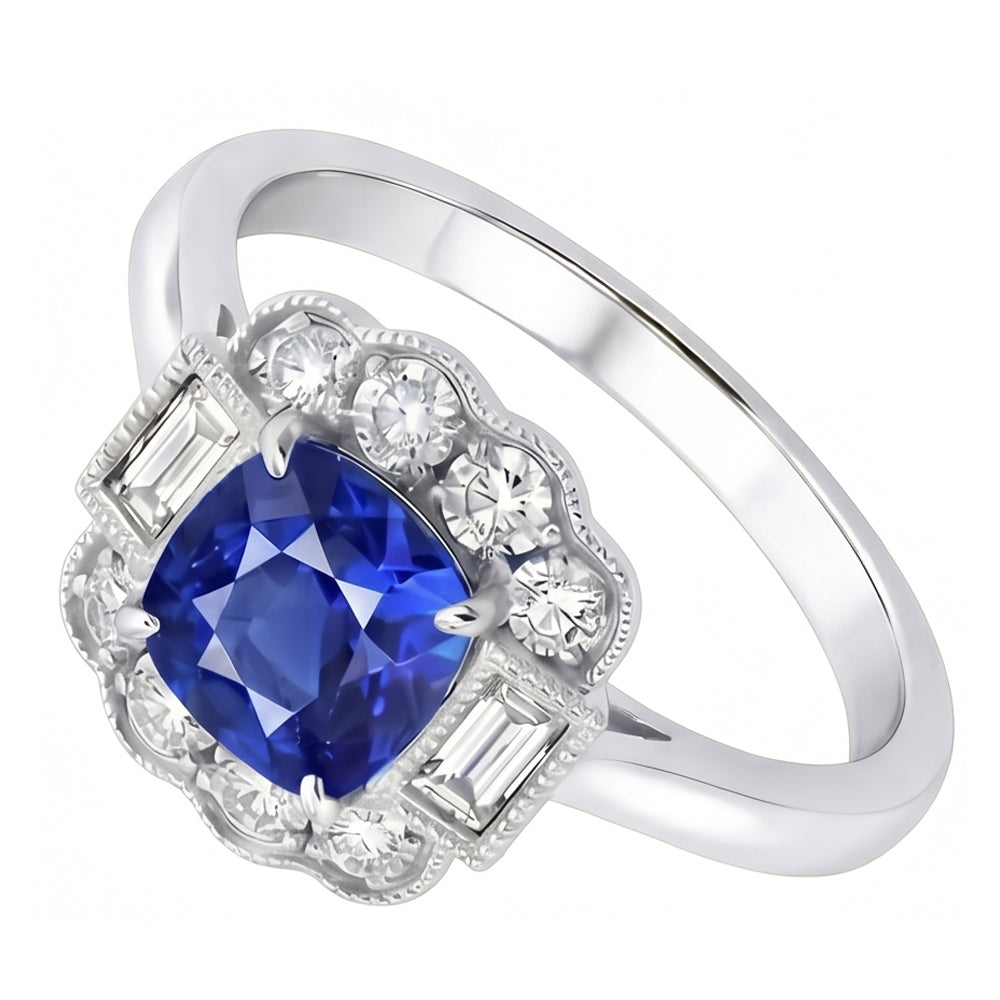 natural round sapphire 2.50ct ring top view