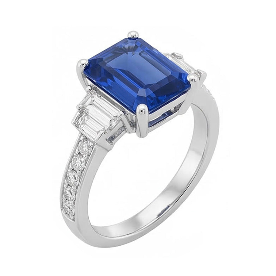 natural emerald sapphire 3.50ct ring top view
