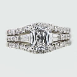 Baguette & Princess Genuine Natural Earth Mined Diamond Engagement Ring Set 4.75 Carats Gold 14K