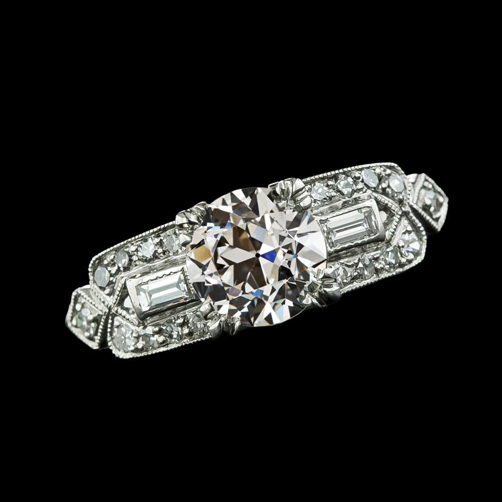 Baguette & Round Old Miner Real Diamond Ring 3.25 Carats Ladies Jewelry