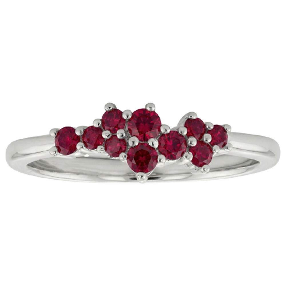 natural round ruby 1.40ct band front view