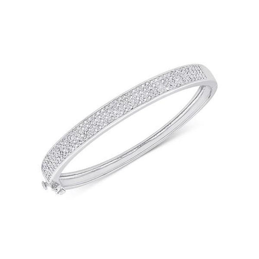 Bangle 4 Carats Natural Round Cut Diamonds White Gold 14K