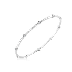 Bangle Round Brilliant Cut 2 Carats Real Diamonds White Gold 14K