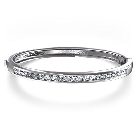 Bangle Sparkling Round Real Diamonds White Gold 3 Ct - Bangle-harrychadent.ca