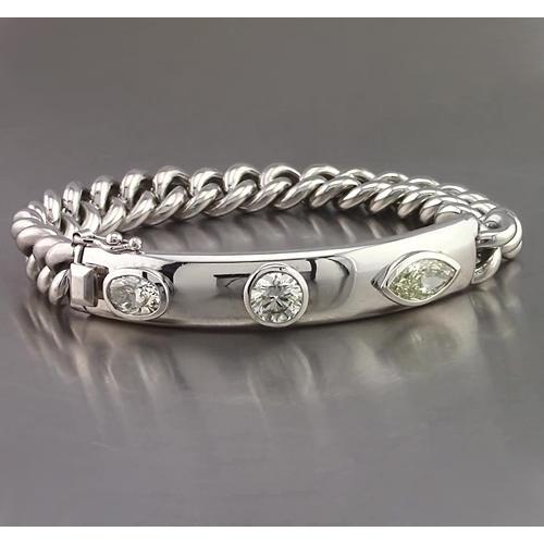 Bar Bracelet 4.50 Carats Oval, Round & Marquise Natural Diamond Mens Bracelet