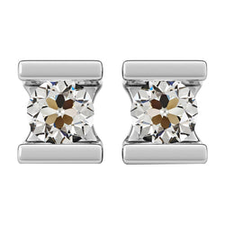 Antique Cushion Diamond Drop Earrings 2 ct – 14 Karat White Gold