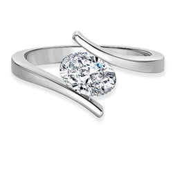 Bar Set Oval Cut 2.25 Ct Solitaire Genuine Diamond Wedding Ring