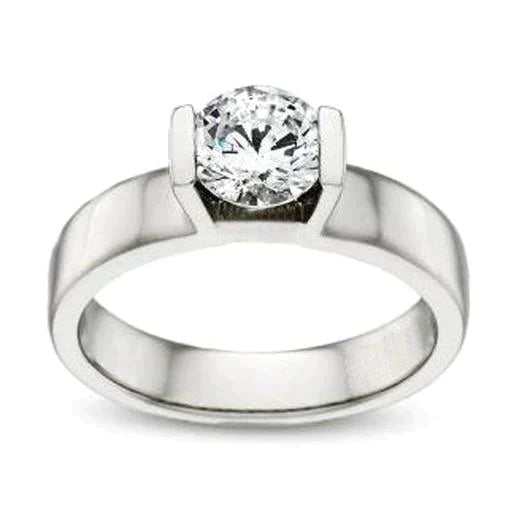Bar Setting Real Diamond Solitaire Ring