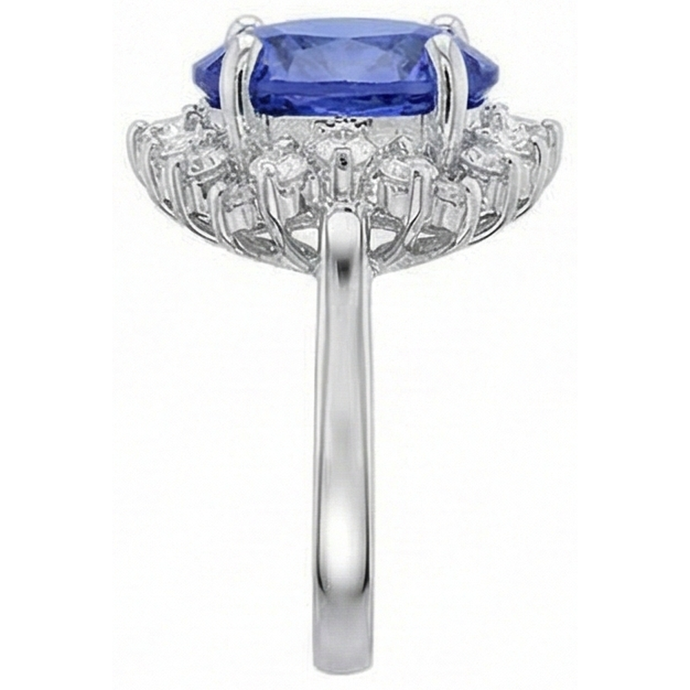 Beautiful 4 Carat Tanzanite Round Natural Earth Mined Diamond ( Not Lab Grown ) s Ring Jewelry