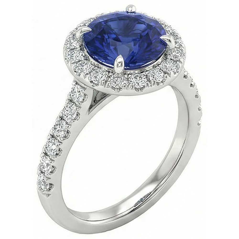 Beautiful Blue Tanzanite With Natural Earth Mined Diamond Ring 2.25 Carats White Gold 14K