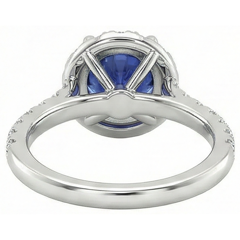 Beautiful Blue Tanzanite With Natural Earth Mined Diamond Ring 2.25 Carats White Gold 14K