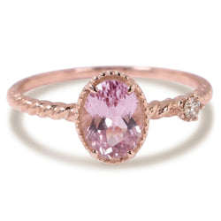 Beautiful Oval Pink Kunzite & Natural Earth Mined Diamond ( Not Lab Grown ) Wedding Ring 13.15 Ct Rose Gold