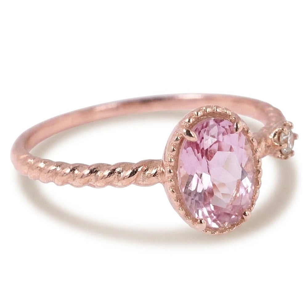 Beautiful Oval Pink Kunzite & Natural Earth Mined Diamond ( Not Lab Grown ) Wedding Ring 13.15 Ct Rose Gold
