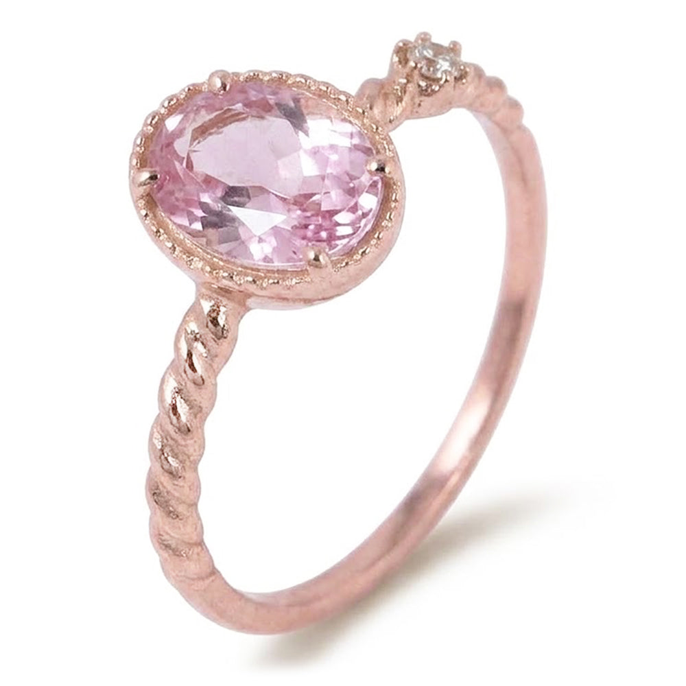 Beautiful Oval Pink Kunzite & Natural Earth Mined Diamond ( Not Lab Grown ) Wedding Ring 13.15 Ct Rose Gold