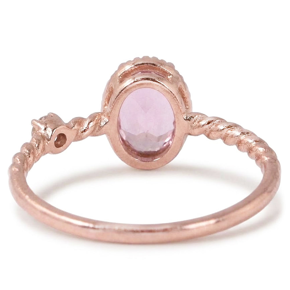 Beautiful Oval Pink Kunzite & Natural Earth Mined Diamond ( Not Lab Grown ) Wedding Ring 13.15 Ct Rose Gold