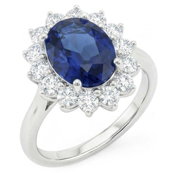 Beautiful Oval Sapphire Halo Engagement Ring